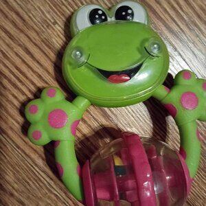 Baby Chicco frog plastic rattle toy